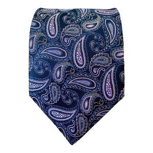 SERICA Black Paisley Silk Tie Made In Italy 61"-3".1/2 EX COND